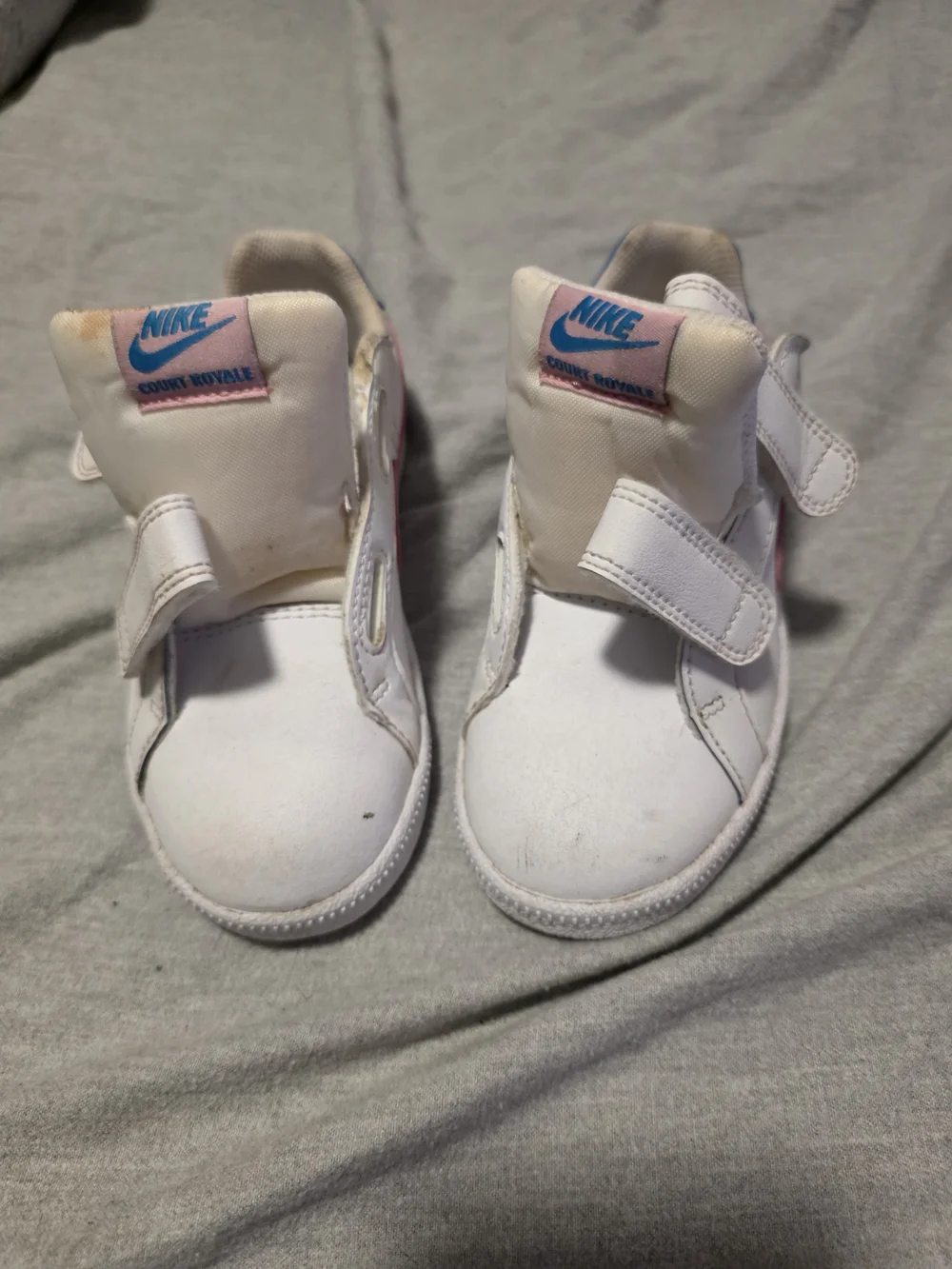Nike Kids' White Sneakers with Pink Swoosh
